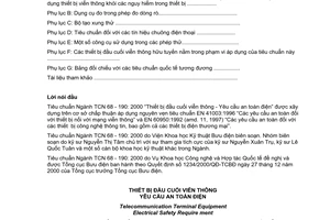 Tiêu chuẩn ngành TCN68-190:2000 về thiết bị đầu cuối viễn thông - Yêu cầu an toàn điện do Tổng cục Bưu điện ban hành