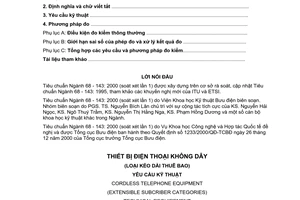 Tiêu chuẩn ngành 68TCN 143:2000 về thiết bị điện thoại không dây ( loại kéo dài thuê bao) - Yêu cầu kỹ thuật do Tổng cục Bưu điện ban hành