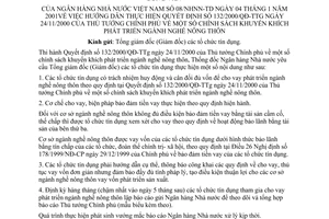 Công văn hướng dẫn thực hiện QĐ 132/2000/QĐ-TTg chính sách khuyến khích phát triể