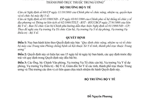 Quyết định 09/2001/QĐ-BYT chức năng nhiệm vụ tổ chức bộ máy Trung tâm Phòng chống bệnh xã hội thuộc Sở Y tế tỉnh thành phố thuộc TWC