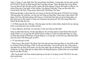 Thông báo 02/TB-VPCP kết luận của Phó Thủ tướng Phạm Gia Khiêm Dự án VINASAT