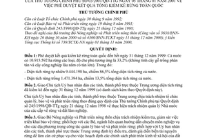 Quyết định 03/2001/QĐ-TTg phê duyệt kết quả tổng kiểm kê rừng toàn quốc