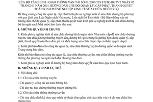 Thông tư liên tịch  01/2001/TTLT/BTC-BGTVT hướng dẫn chế độ quản lý cấp phát thanh quyết toán kinh phí sự nghiệp kinh tế sửa chữa đường bộ