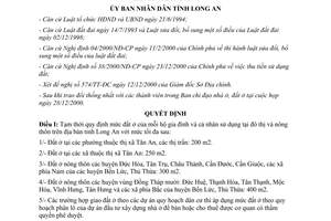 Quyết định 67/2001/QĐ-UB tạm thời quy định mức đất ở tại đô thị và nông thôn