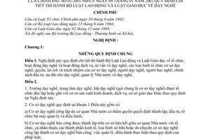 Nghị định 02/2001/NĐ-CP hướng dẫn thi hành Bộ luật Lao động và Luật Giáo dục về dạy nghề