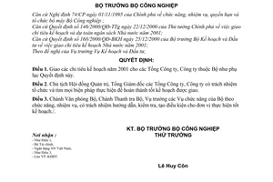 Quyết định 01/2001/QĐ-BCN giao kế hoạch năm 2001