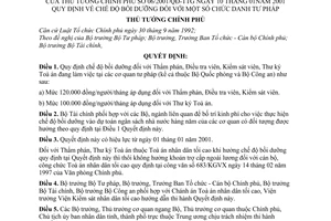 Quyết định 06/2001/QĐ-TTg chế độ bồi dưỡng đối với chức danh tư pháp