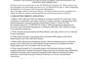 Circular No.03/2001/TT-BTC, guiding the regime of collection, payment and management of construction permit fees, promulgated by the Ministry of Finance.