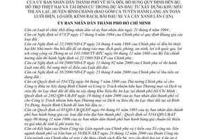 Quyết định 03/2001/QĐ-UB sửa đổi quy định đền bù hỗ trợ thiệt hại tái định cư trong dự án đầu tư xây dựng Khu Siêu thị An Lạc  huyện Bình Chánh