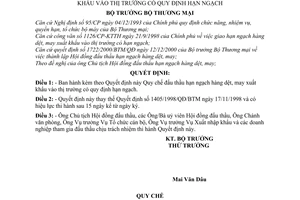 Quyết định 35/2001/QĐ-BTM Quy chế đấu thầu hạn ngạch hàng dệt, may xuất khẩu vào thị trường có  hạn ngạch