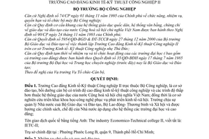 Quyết định 02/2001/QĐ-BCN chức năng nhiệm vụ quyền hạn tổ chức bộ máy Trường Cao đẳng Kinh tế-Kỹ thuật Công nghiệp II