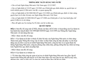 Quyết định 21/2001/QĐ-NHNN sửa đổi quy chế tổ chức hoạt động Cục quản trị