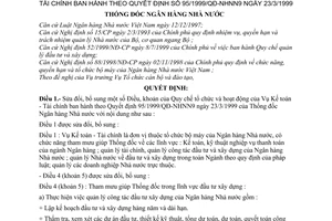 Quyết định 22/2001/QĐ-NHNN quy chế tổ chức hoạt động Vụ Kế toán - Tài chính sửa đổi Quyết định 95/1999/QĐ-NHNN9