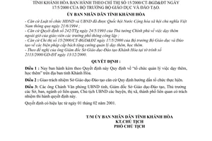 Quyết định 182/2001/QĐ-UB tổ chức quản lý dạy thêm, học thêm