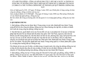 Thông tư Liên Tịch 05/2001/TTLT-BTC-BCA thành lập Quỹ phòng chống ma tuý hướng dẫn Quyết định 31/2000/QĐ-TTG