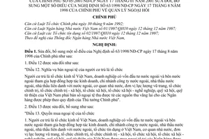 Nghị định 05/2001/NĐ-CP quản lý ngoại hối để bổ sung Nghị định 63/1998/NĐ-CP