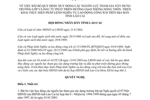 Nghị quyết 15/2001/NQ- HĐND bãi bỏ tham gia xây dựng trường phát triển giao thông nông thôn Lào Cai