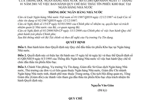 Quyết định 53/2001/QĐ-NHNN Quy chế đấu thầu tín phiếu kho bạc tại Ngân hàng Nhà nước