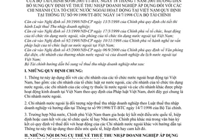 Thông tư 08/2001/TT-BTC bổ sung quy định thuế thu nhập doanh nghiệp chi nhánh tổ chức nước ngoài hoạt động tại Việt Nam quy định tại TT 99/1998/TT-BTC