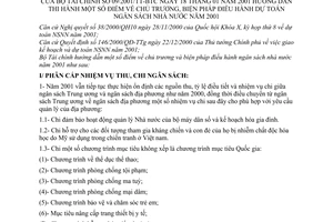 Thông tư 09/2001/TT-BTC hướng dẫn thi hành chủ trương, biện pháp điều hành dự toán ngân sách nhà nước năm 2001