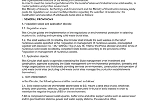 Joint circular No.01/2001/TTLT-BKHCNMT-BXD of January 18, 2001 guiding the regulations on environmental protection for the selection of location for, the construction and operation of, solid waste burial sites
