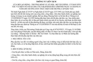 Thông tư 03/2001/TTLT-BLĐTBXH-BTC-UBDTMN hướng dẫn chế độ phụ cấp khu vực