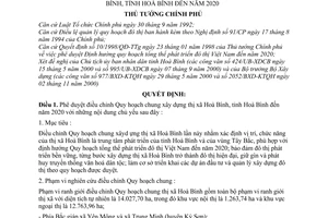 Quyết định 12/2001/QĐ-TTg phê duyệt điều chỉnh Quy hoạch chung xây dựng thị xã Hoà Bình, tỉnh Hoà Bình đến năm 2020