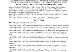 Quyết định 04/2001/BNN/KHCN tiêu chuẩn ngành