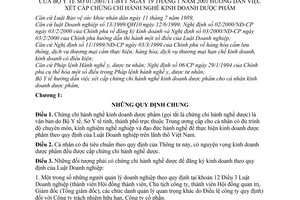 Thông tư 01/2001/TT-BYT xét cấp chứng chỉ hành nghề kinh doanh dược phẩm