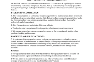Circular No.01/2001/TT-NHNN, guiding the management of foreign exchange in the overseas direct investment by Vietnamese enterprises, promulgated by the State Bank.