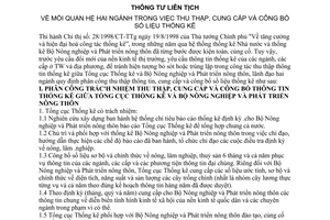 Thông tư liên tịch  01/2001/TTLT-TCTK-BNN  mối quan hệ hai ngành trong việc thu thập, cung cấp và công bố số liệu thống kê