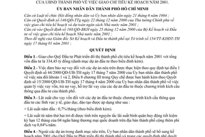 Quyết định 08/2001/QĐ-UB giao chỉ tiêu kế hoạch năm 2001