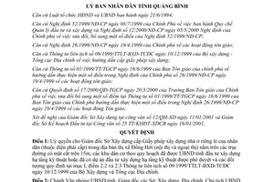 Quyết định 04/2001/QĐ-UB ủy quyền cấp giấy phép xây dựng Quảng Bình