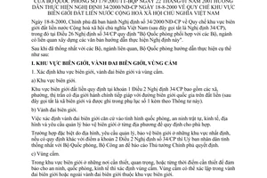 Thông Tư 179/2001/TT-BQP quy chế khu vực biên giới đất liền nước cộng hoà xã hội chủ nghĩa việt nam hướng dẫn thực hiện nghị định 34/2000/nđ-cp