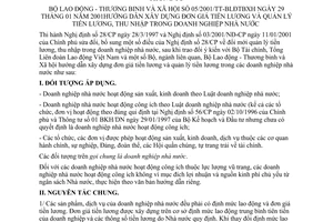 Thông tư 05/2001/TT-BLĐTBXH hướng dẫn xây dựng đơn giá tiền lương và quản lý tiền lương, thu nhập trong doanh nghiệp nhà nước