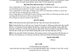 Quyết định 02/2001/QĐ-BGDĐT Quy chế tuyển sinh sau đại học