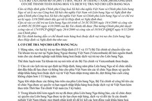 Thông tư 10/2001/TT-BTC hướng dẫn cơ chế thanh toán hàng hoá và dịch vụ trả nợ cho Liên bang Nga