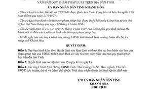 Quyết định 298/2001/QĐ-UB Quy định trình tự thủ tục ban hành văn bản