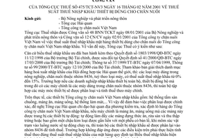 Công văn475/TCT/NV3  thuế suất thuế nhập khẩu thiết bị dùng cho chăn nuôi