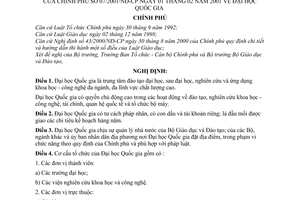 Nghị định 07/2001/NĐ-CP về Đại học Quốc gia