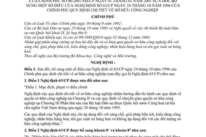 Nghị định 06/2001/NĐ-CP sở hữu công nghiệp để bổ sung Nghị định 63/CP