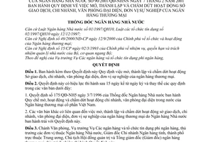 Quyết định 90/2001/QĐ-NHNN Quy chế mở, thành lập chấm dứt hoạt động sở giao dịch, chi nhánh, văn phòng đại diện, đơn vị sự nghiệp ngân hàng thương mại