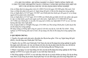 Thông tư liên tịch 11/2001/TTLT-BTC-BNN&PTNT hướng dẫn mức chi áp dụng Dự án Đa dạng hoá nông nghiệp