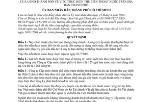 Quyết định 10/2001/QĐ-UB thực hiện thu tiền thoát nước trên địa bàn thành phố