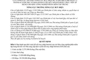 Quyết định 74/2001/QĐ-TCBĐ cước kết nối Internet trực tiếp áp dụng cho khu công nghiệp phần mềm tập trung