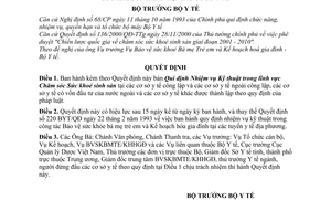 Quyết định 385/2001/QĐ-BYT nhiệm vụ kỹ thuật trong chăm sóc sức khoẻ sinh sản tại cơ sở y tế