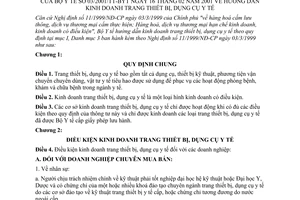 Thông tư 03/2001/TT-BYT hướng dẫn kinh doanh trang thiết bị, dụng cụ y tế