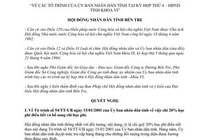 Nghị quyết 34/2001/NQ-HĐND Tờ trình của Ủy ban nhân dân Bến Tre tại kỳ họp lần thứ 4