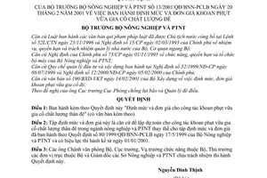 Quyết định 13/2001/QĐ/BNN-PCLB định mức đơn giá khoan phụt vữa gia cố chất lượng đê