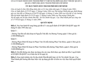 Quyết định 14/2001/QĐ-UB bổ sung đơn giá đất thuộc quận 5, 6 trên địa bàn thành phố Hồ Chí Minh